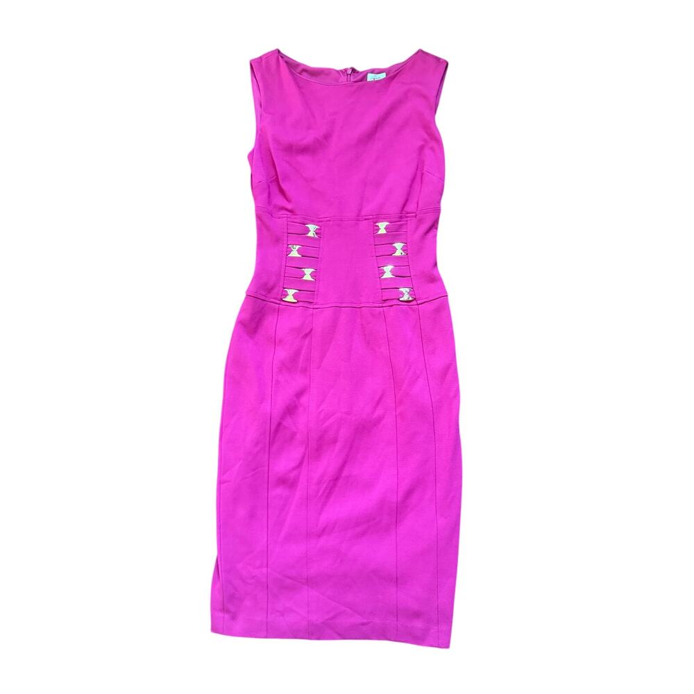 Cache Fuchsia Pink Sheath Dress Cutout Waist Size 0